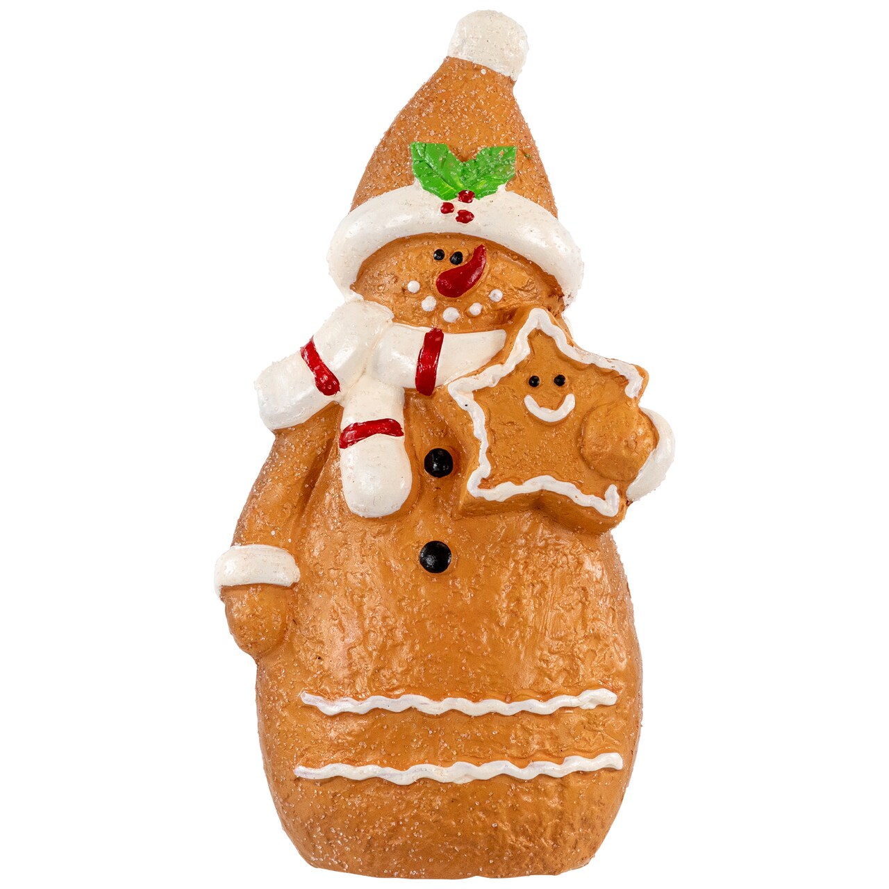 Northlight Frosted Gingerbread Snowman with Star Cookie Christmas Figurine - 7.5"